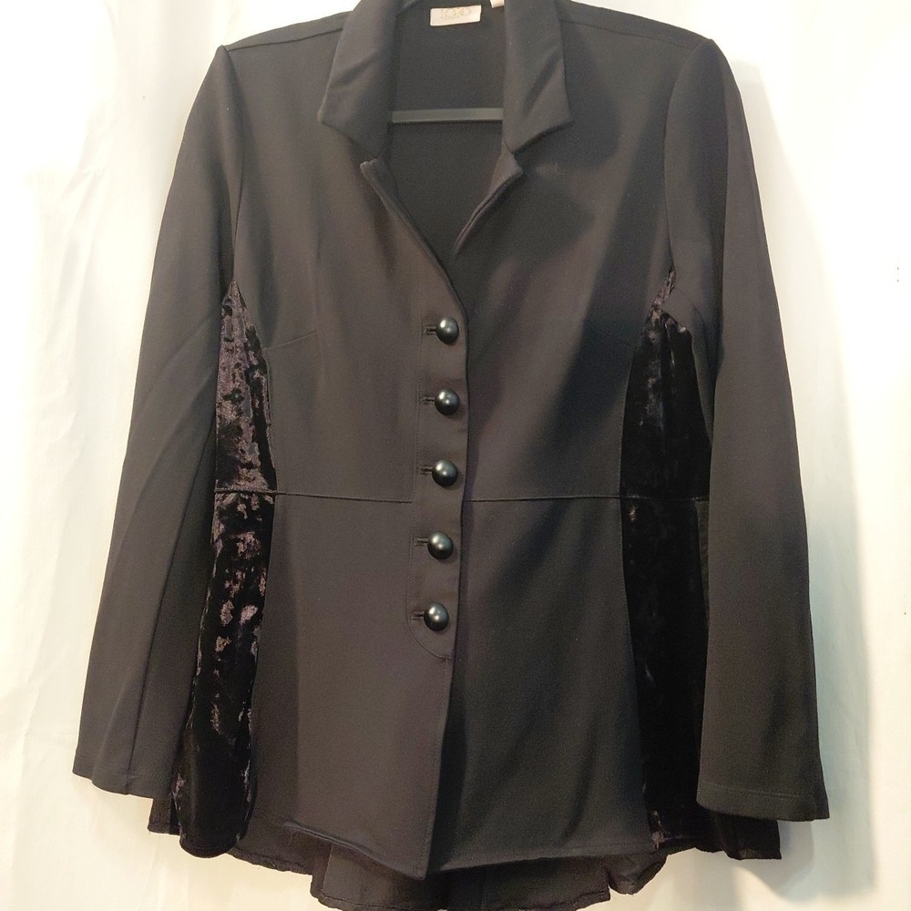 Logo Lori Goldstein Lavish Blazer Jacket Callie‎  Black Velour  Lace Womens S